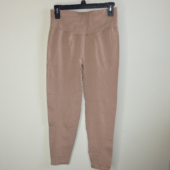 PINK Victoria's Secret Tan Ribbed Yoga Pants Leggings - Picture 3 of 6